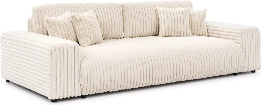 Kremowa sztruksowa rozkładana sofa ze schowkiem 260 cm Justin – Ropez