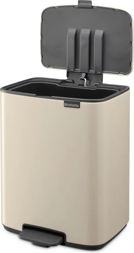 Beżowy stalowy kosz na śmieci z pedałem 12 l Bo – Brabantia