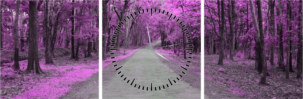 Obraz - Ścieżka przez park (z zegarem) (90x30 cm)