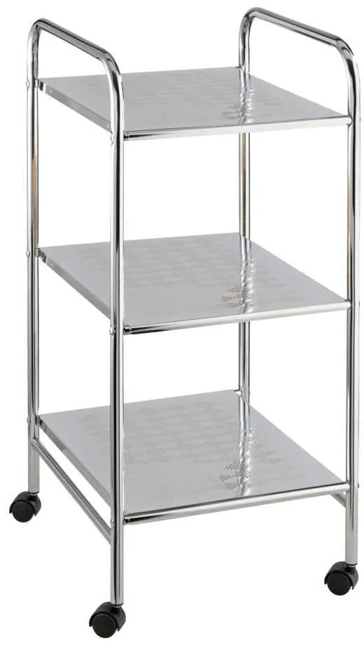 Regał łazienkowy na kółkach z trzema półkami, stal, 32 x 71 x 36,5 cm, WENKO
