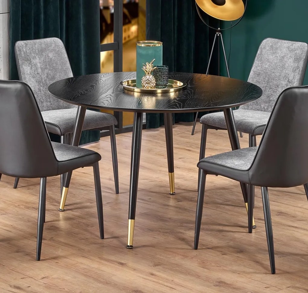 Czarny stół z okrągłym blatem w stylu glamour Embos
