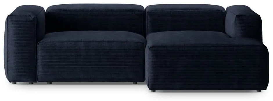 Ciemnoniebieski sztruksowy narożnik (prawostronny/z szezlongiem) Bergamo – Cosmopolitan Design