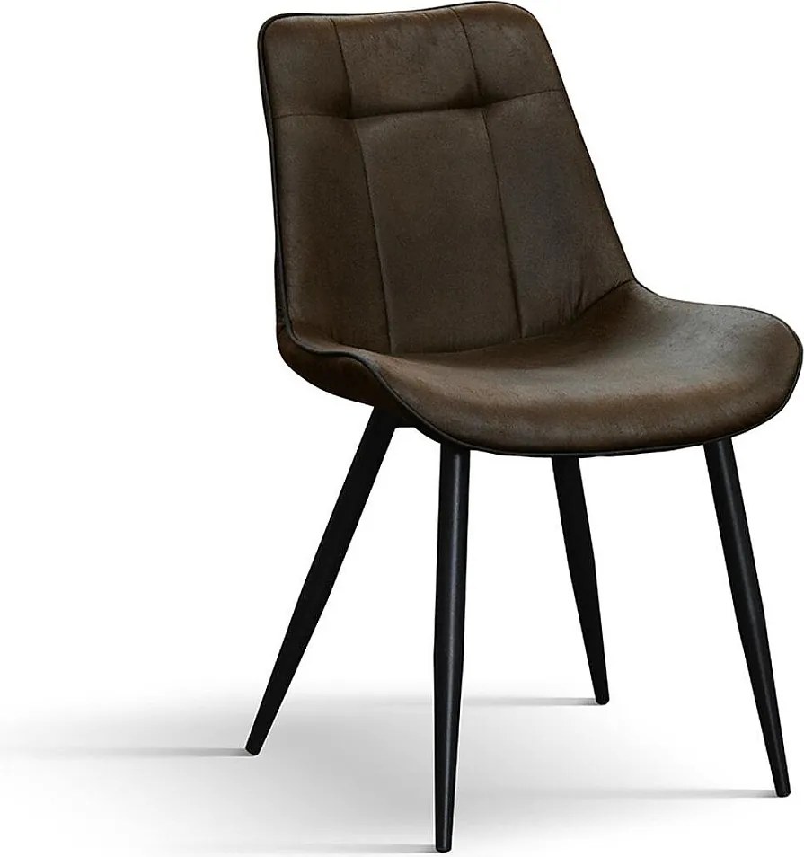 Zestaw 4 krzeseł ze sztucznej skóry w kolorze kasztanowym, z czarnymi metalowymi nogami - BRUXELLES
