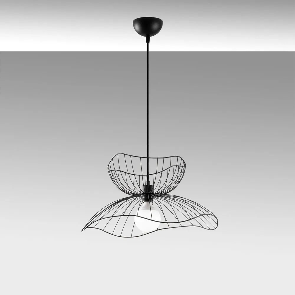 Czarna lampa wisząca z metalowym kloszem ø 50 cm Farac – Opviq lights