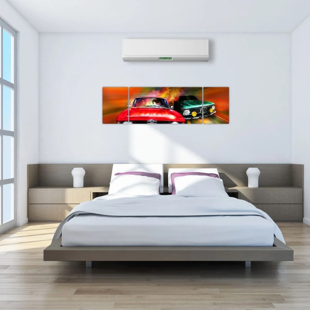 Obraz - Retro samochody wyścigowe (170x50 cm)