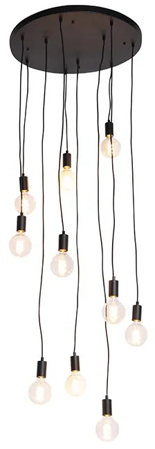 Nowoczesna lampa wisząca czarna 60 cm 10-światłowa - Facil Nowoczesny Oswietlenie wewnetrzne