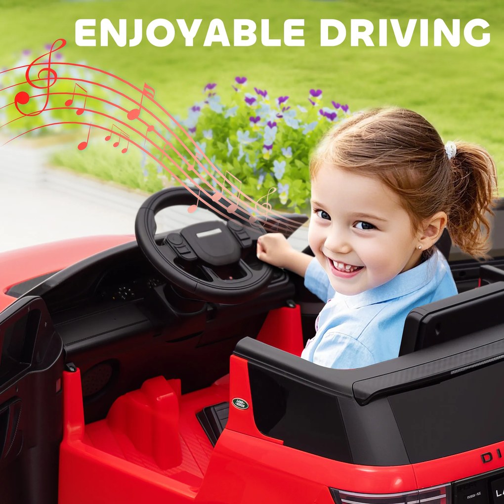 AIYAPLAY Samochód elektryczny dla dzieci, 12V pojazd dziecięcy z pilotem, LED, muzyką i klaksonem, 3-6 lat, Czerwony