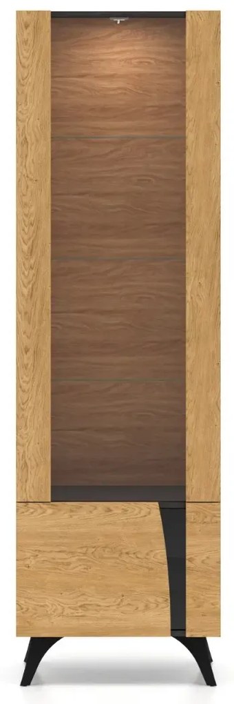 Witryna do salonu HESTIA 1W1D 58cm dąb/czarna lewa ML MEBLE