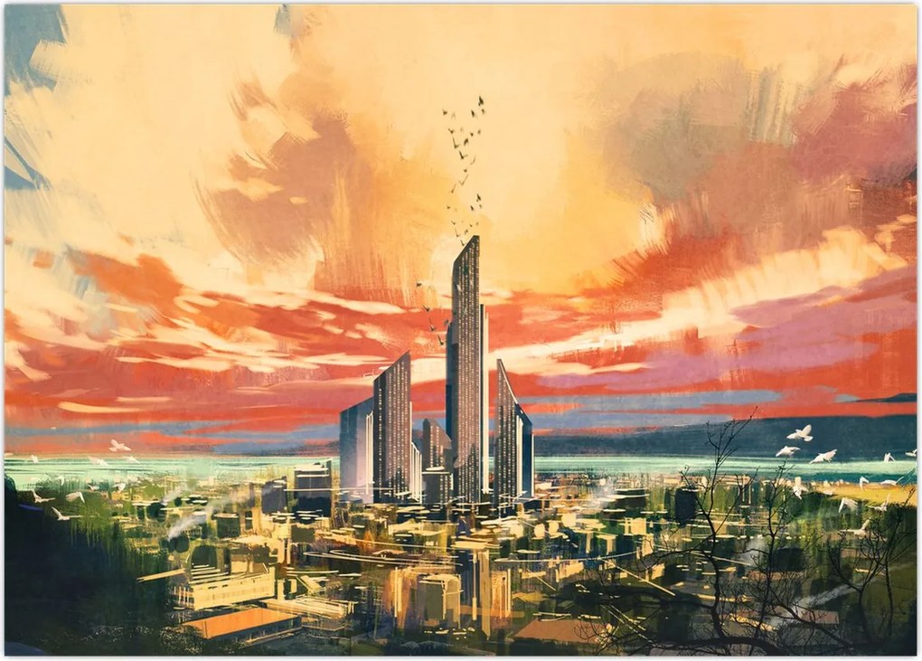Obraz na szkle - Malowane miasto (70x50 cm)