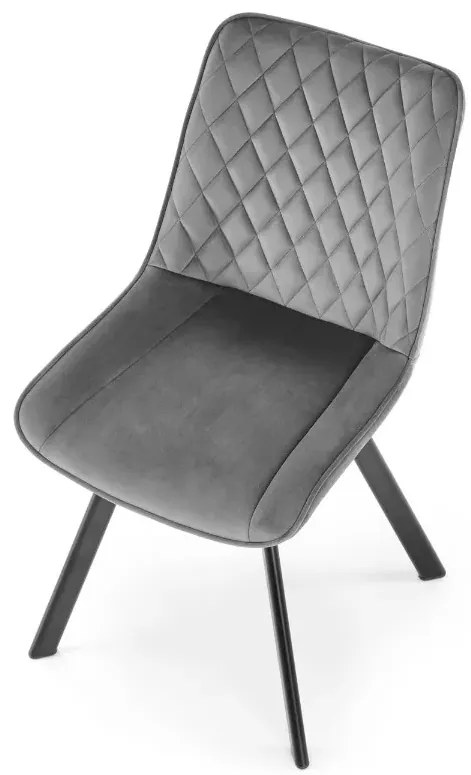 Krzesło tapicerowane K520 VELVET szare obracane HALMAR