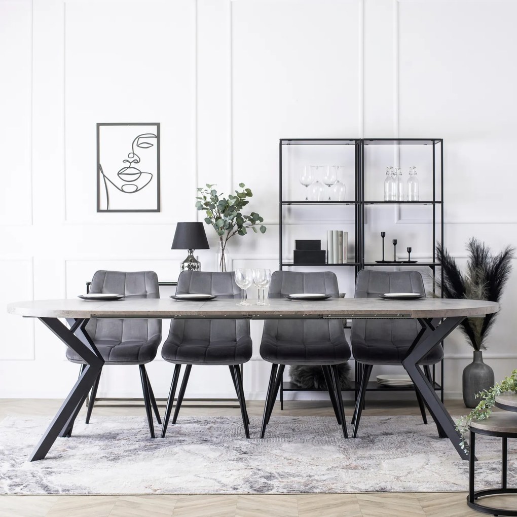Stół Okrągły Rozkładany LUKAS 100-250 cm Beton Nowoczesny Loft