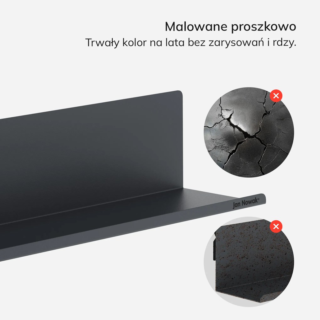 Półka wisząca metalowa antracytowa, 400 mm: JOANNE