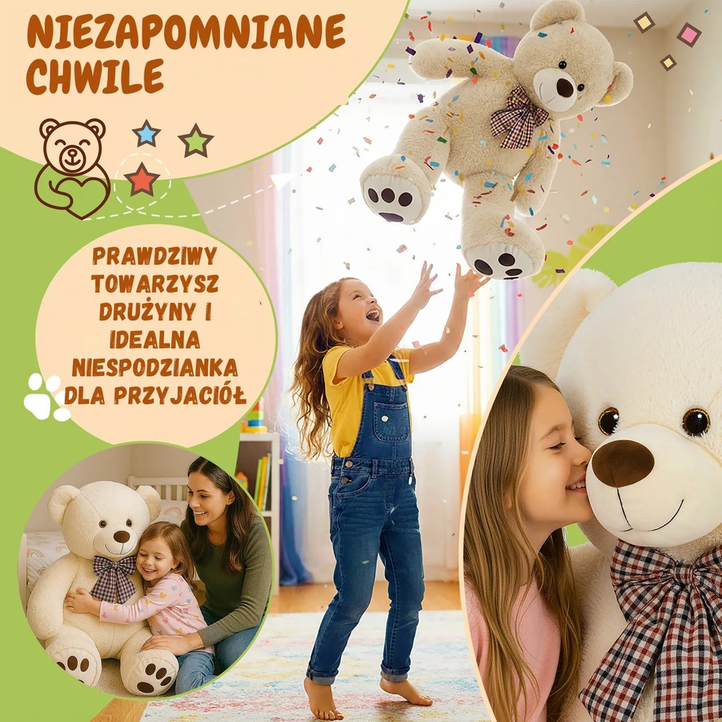 Duży pluszowy miś BENY, 100cm, kremowa Monzana