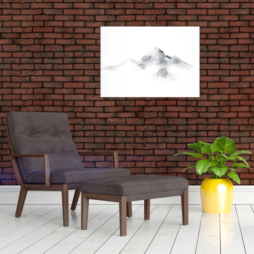 Obraz - Obraz gór namalowany tuszem (70x50 cm)