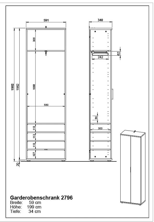 Szafa w dekorze dębu 59x199 cm Fremont – Germania