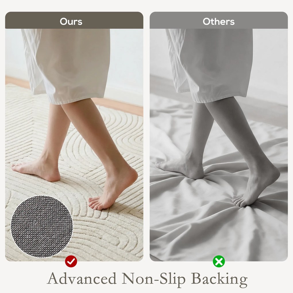 HOMCOM Maszynowo tkany dywan, wysokość 15 mm, wszechstronny, antypoślizgowy, kremowy