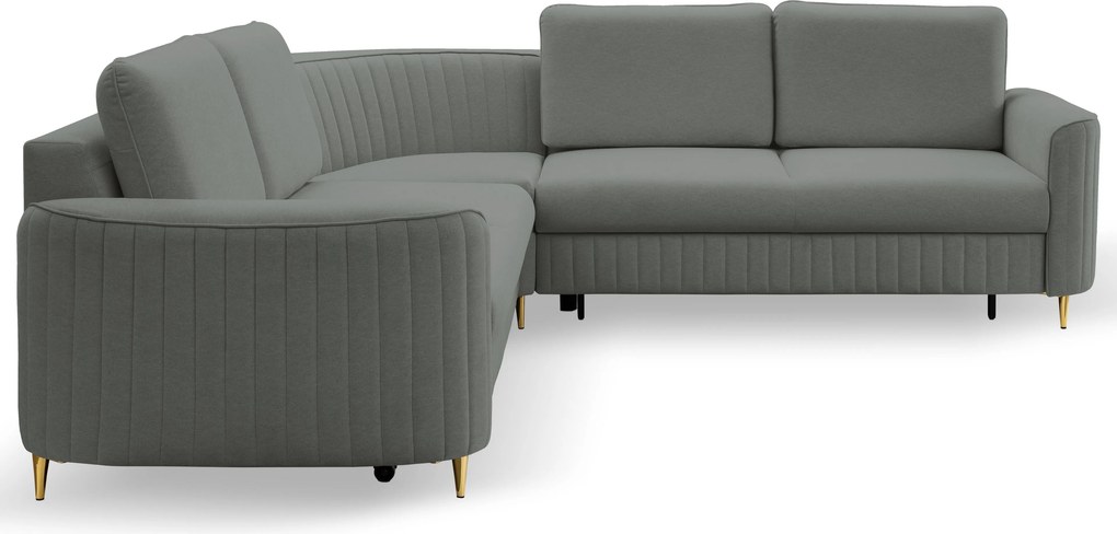 Masseno Narożnik VELA z funkcją spania i pojemnikiem na pościel Narozniki L, Rozkładana sofa - Szary, CASTEL 93