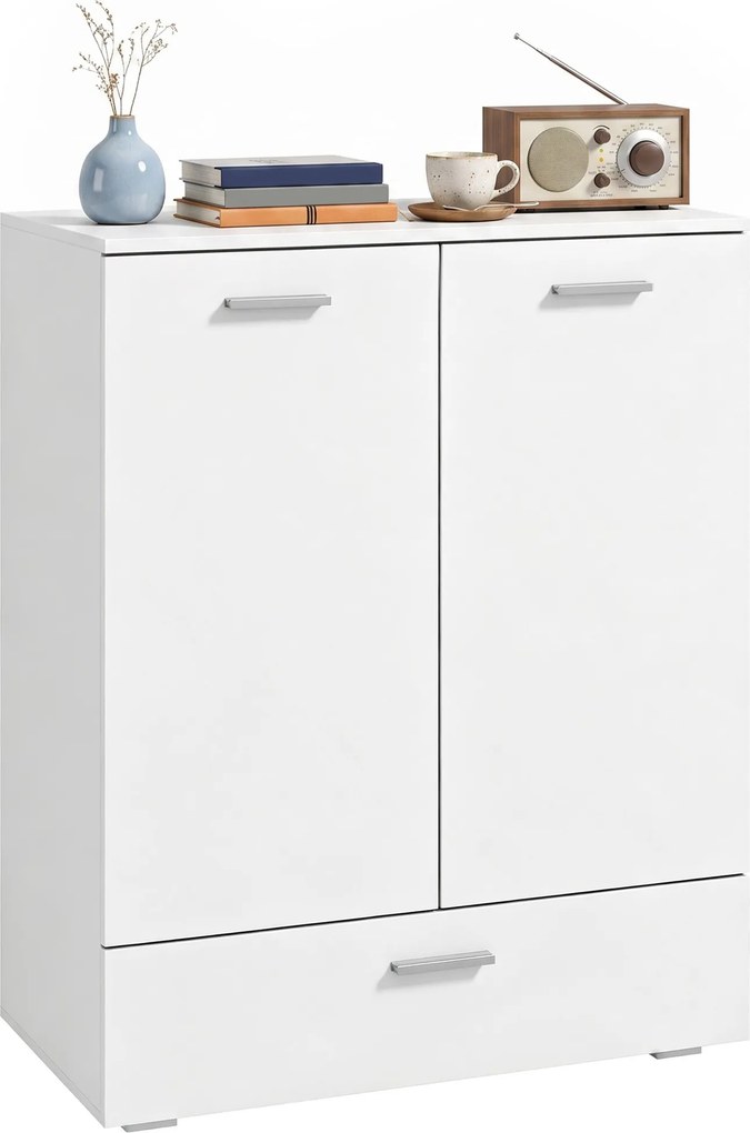 HOMCOM Nowoczesne sideboard, wolnostojąca szafka do przechowywania z szufladą i regulowaną półką, Biały | Aosom PL