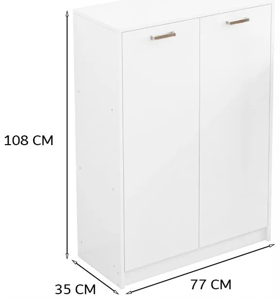 Szafka biurowa typu loft z 2 drzwiami i przestronnymi półkami, niezależna, biała, 108 cm