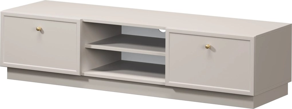 Szafka RTV Lorini 150 cm z szufladami - kaszmir / złote uchwyty