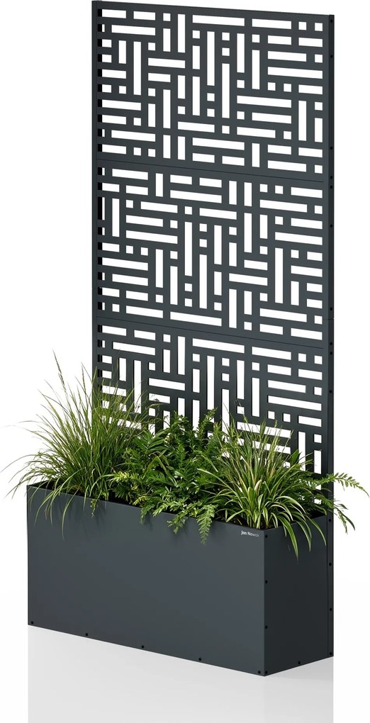 Pergola ogrodowa metalowa z donicą antracytowa 3in1, 900x1800x300 mm: ROSE