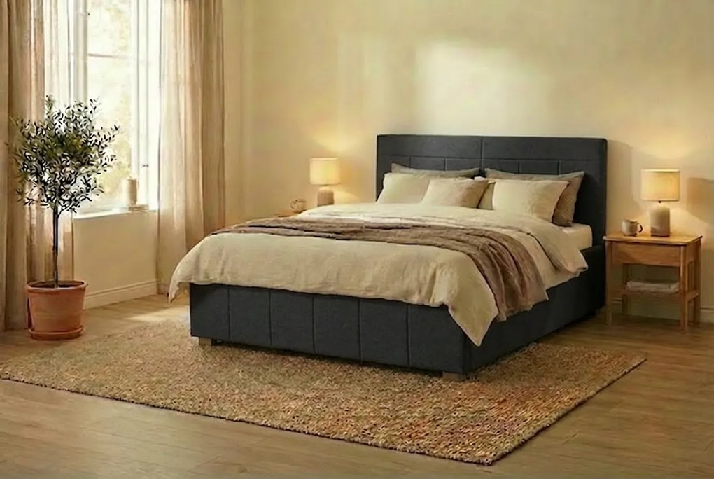 Łóżko RAM 140x200 cm Szary Z materacem