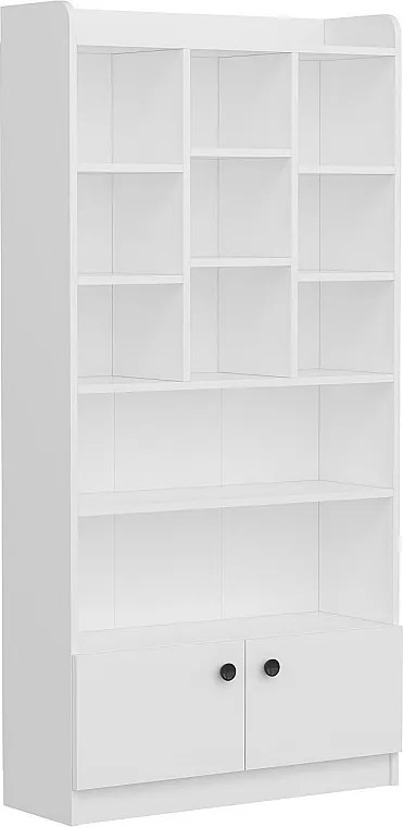 Regał w stylu skandynawskim – 90 x 180 x 30 cm – biały – płyta wiórowa pokryta melaminą