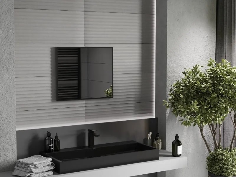 Mexen Loft lustro łazienkowe prostokątne 60 x 50 cm, rama czarna - 9852-060-050-000-70