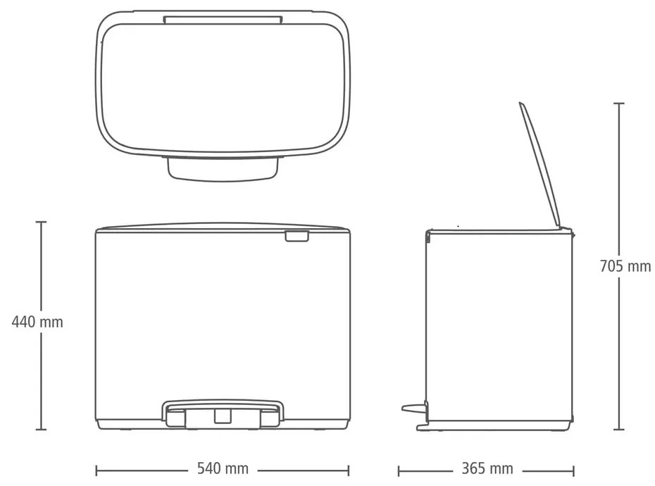 Jasnoszary stalowy kosz na śmieci z pedałem do segregacji odpadów 34 l Bo – Brabantia