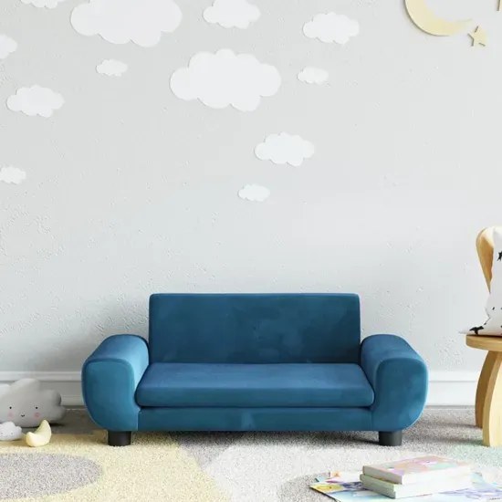 Niebieska sofa dla chłopca na nóżkach H8-W79