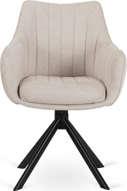 Krzesło Tapicerowane Obrotowe do Salonu MUMBAI Kremowe Nowoczesne