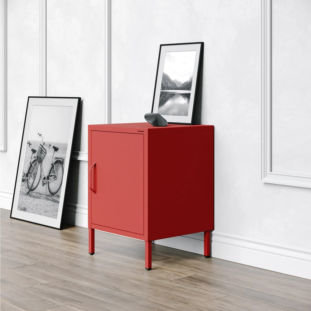 Szafka nocna metalowa na nóżkach czerwona, 424x595x400 mm: MIA Modern