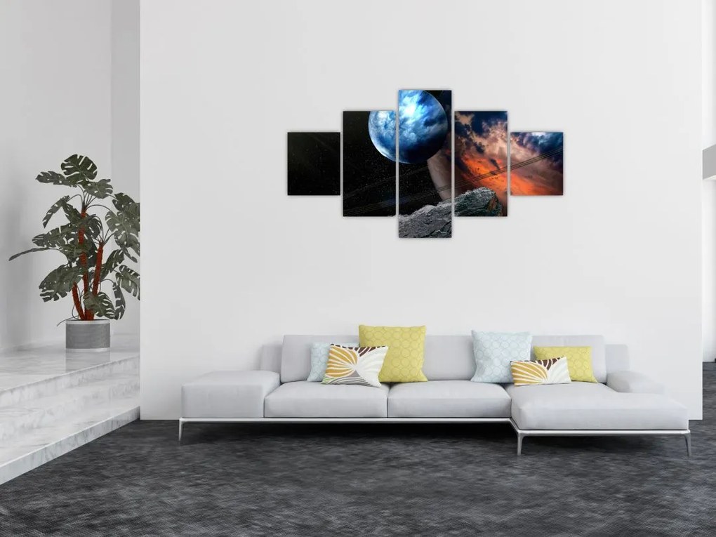 Obraz planety w kosmosie (125x70 cm)
