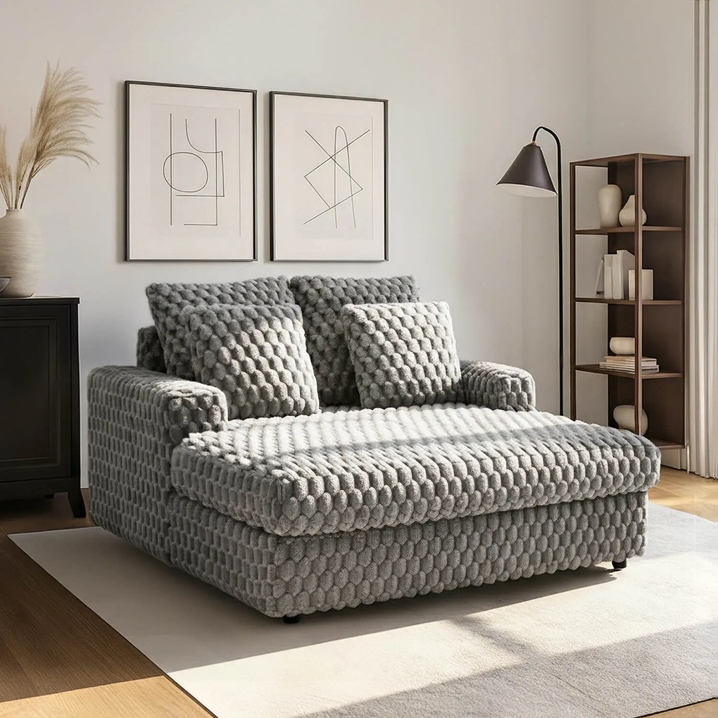 Fotel Wypoczynkowy Sofa KOBEL Szary Pluszowy Nowoczesny