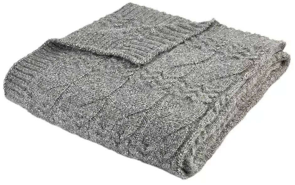 Szary koc dzianinowy 150x200 cm Cable Knit – Bianca