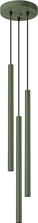 Lampa Wisząca Nowoczesny Pastelo, Stal - 3 Źródło - L.30 X H.94 Cm - Zielony Oliwkowy
