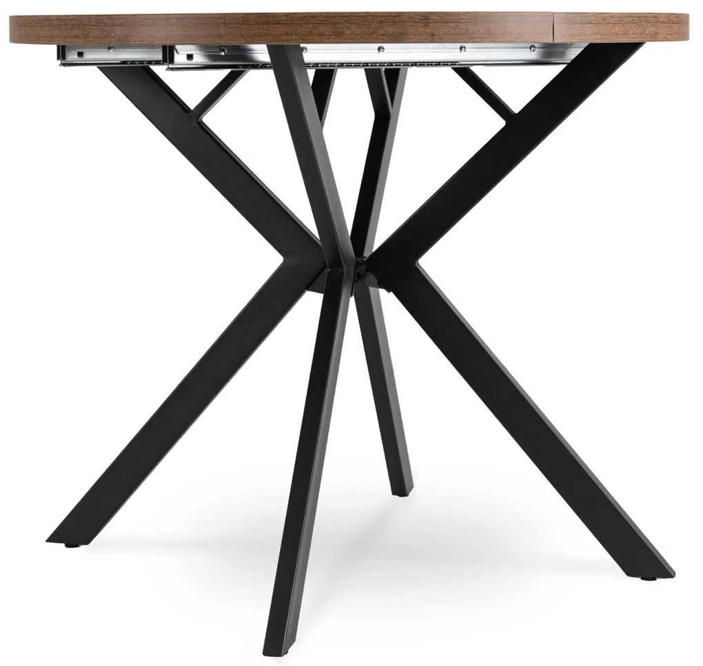 Stół Okrągły Rozkładany LUGO 90-190 cm Dąb Rustykalny/Czarny Loft