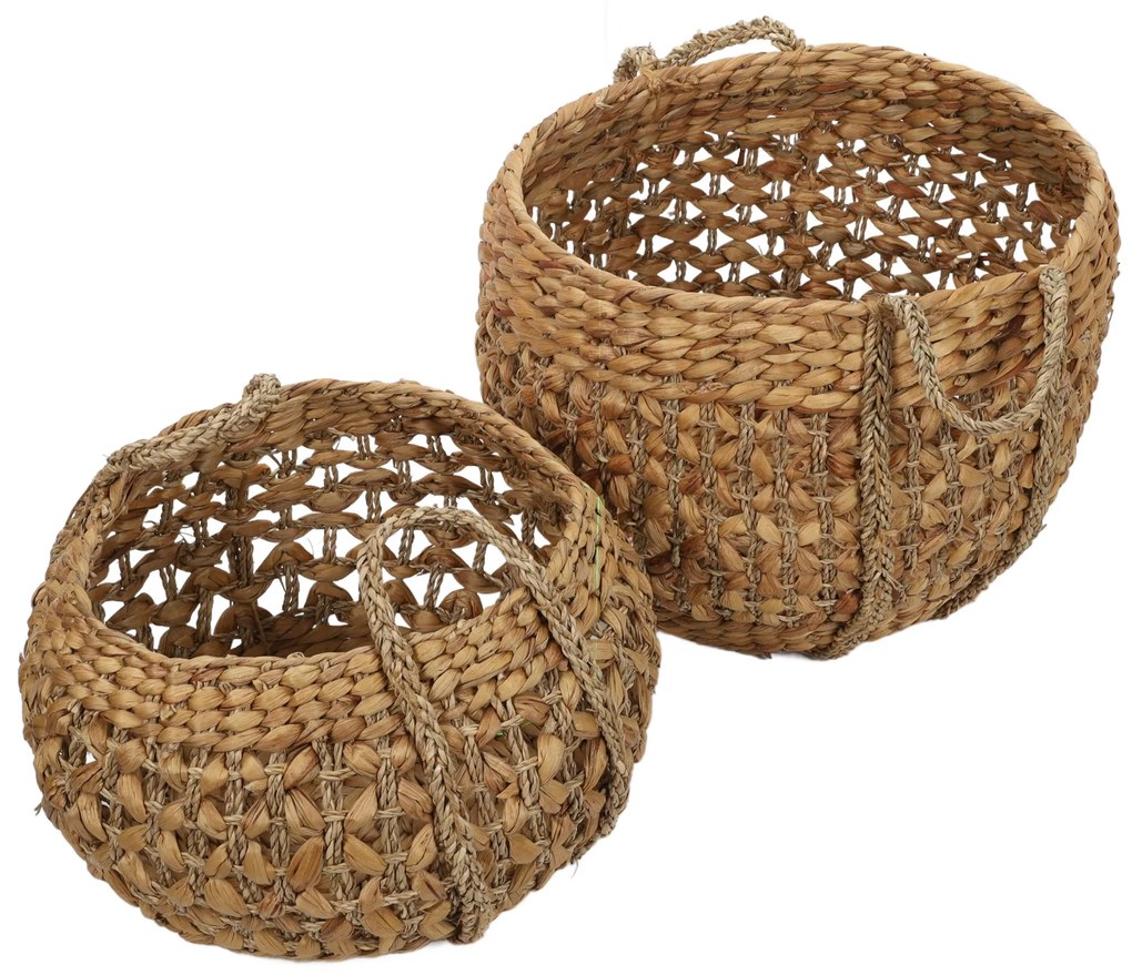 Plecione kosze z trawy morskiej, naturalne, 2 sztuki