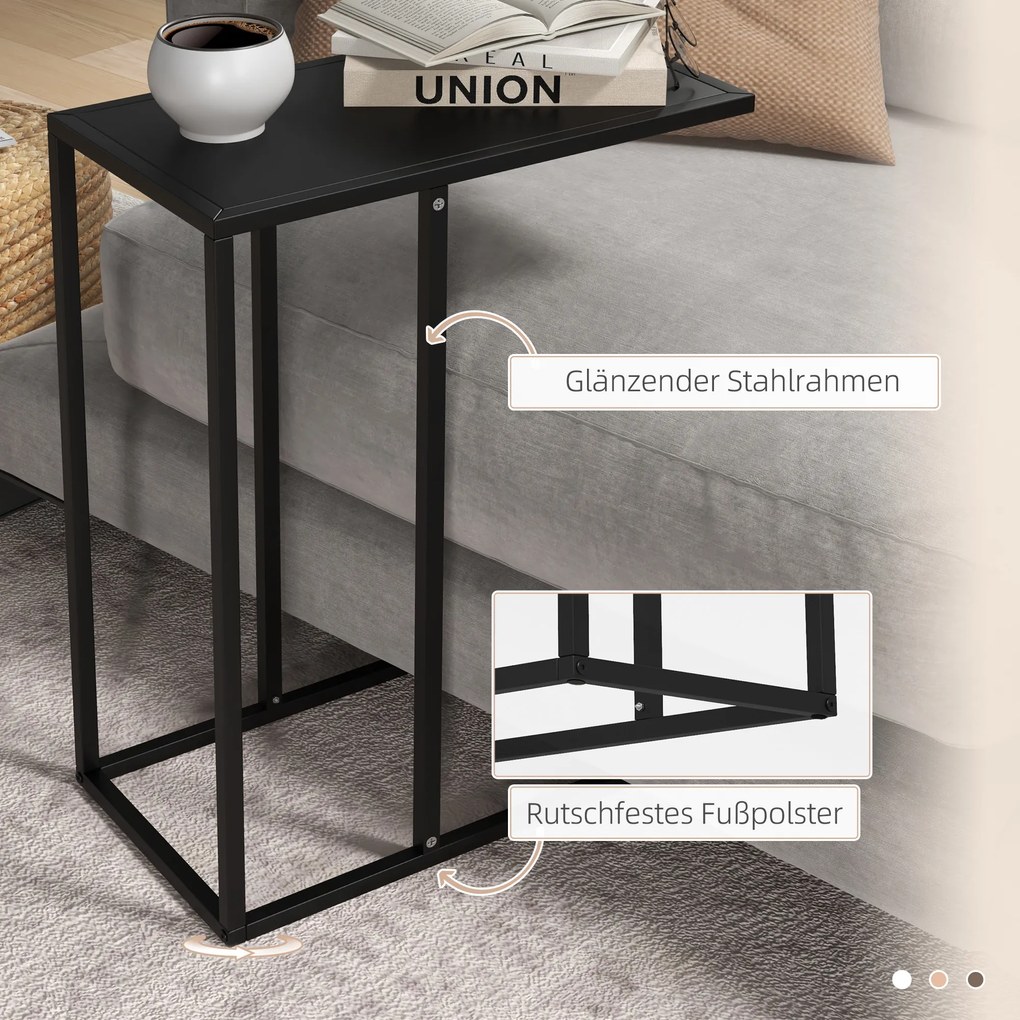 HOMCOM Stolik Boczny Czarny z Antypoślizgowymi Stopkami Praktyczny Design 46x26x60cm | Aosom PL