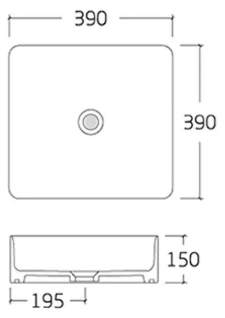 Umywalka ceramiczna nablatowa kwadratowa ryflowana biała 39 x 39 cm LAMI