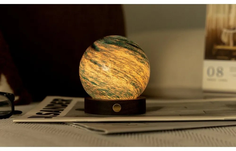 Lampa stołowa LED w ciemnym naturalnym kolorze ze szklanym kloszem (wysokość 9 cm) Stellar Ocean – Gingko