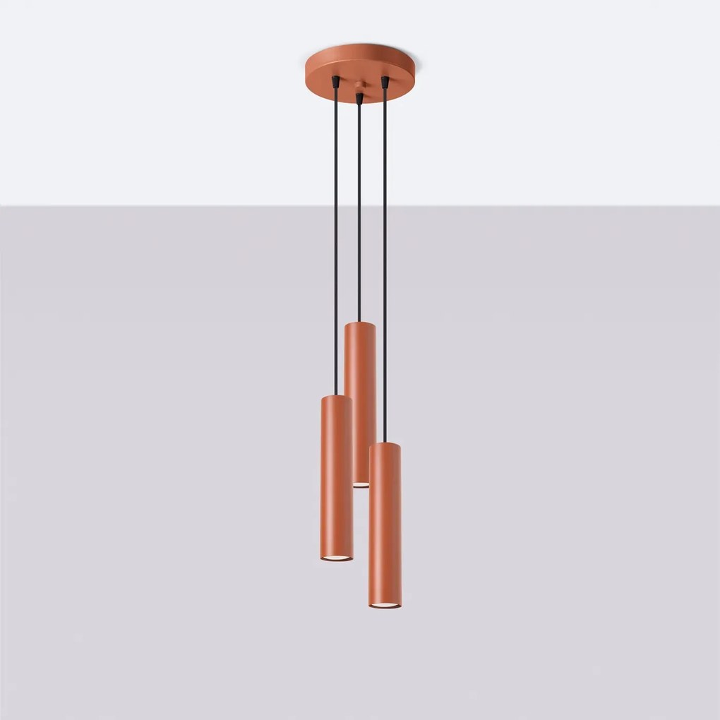 Lampa wisząca LAGOS 3P ochra czerwona SOLLUX LIGHTING