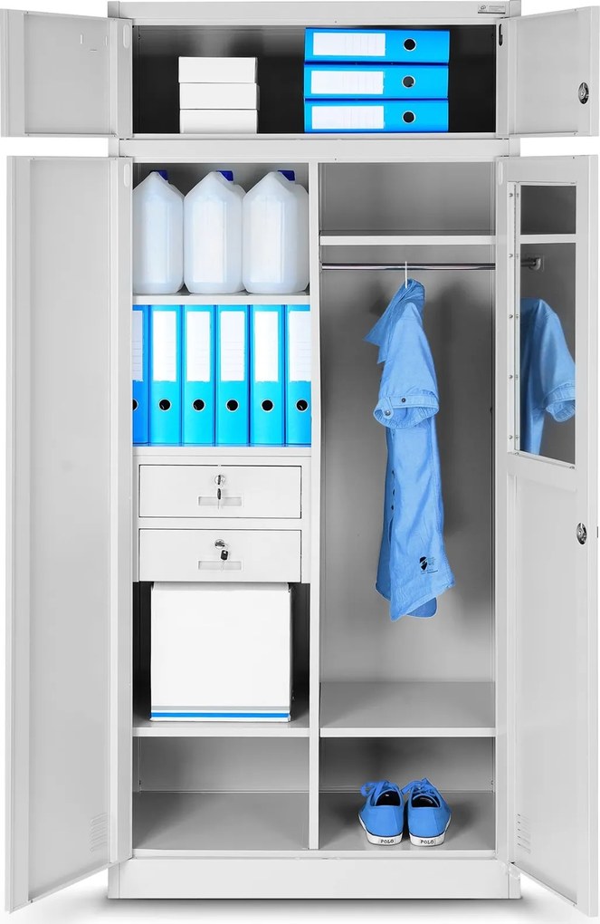 Wielokomorowa szafa socjalna Borys 90x50x185 cm szara