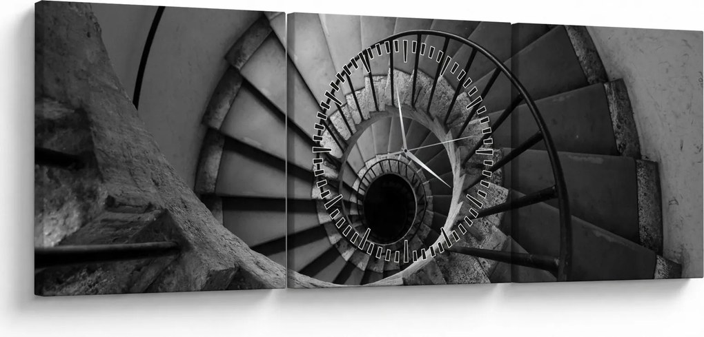 Obraz - Schody (z zegarem) (90x30 cm)