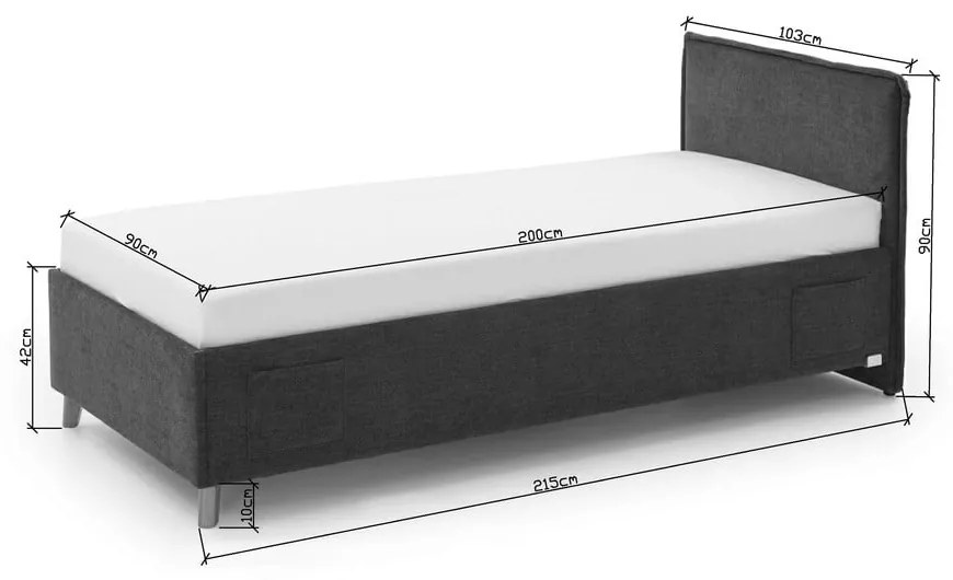 Beżowe tapicerowane łóżko dziecięce bez stelaża 90x200 cm Fun – Meise Möbel