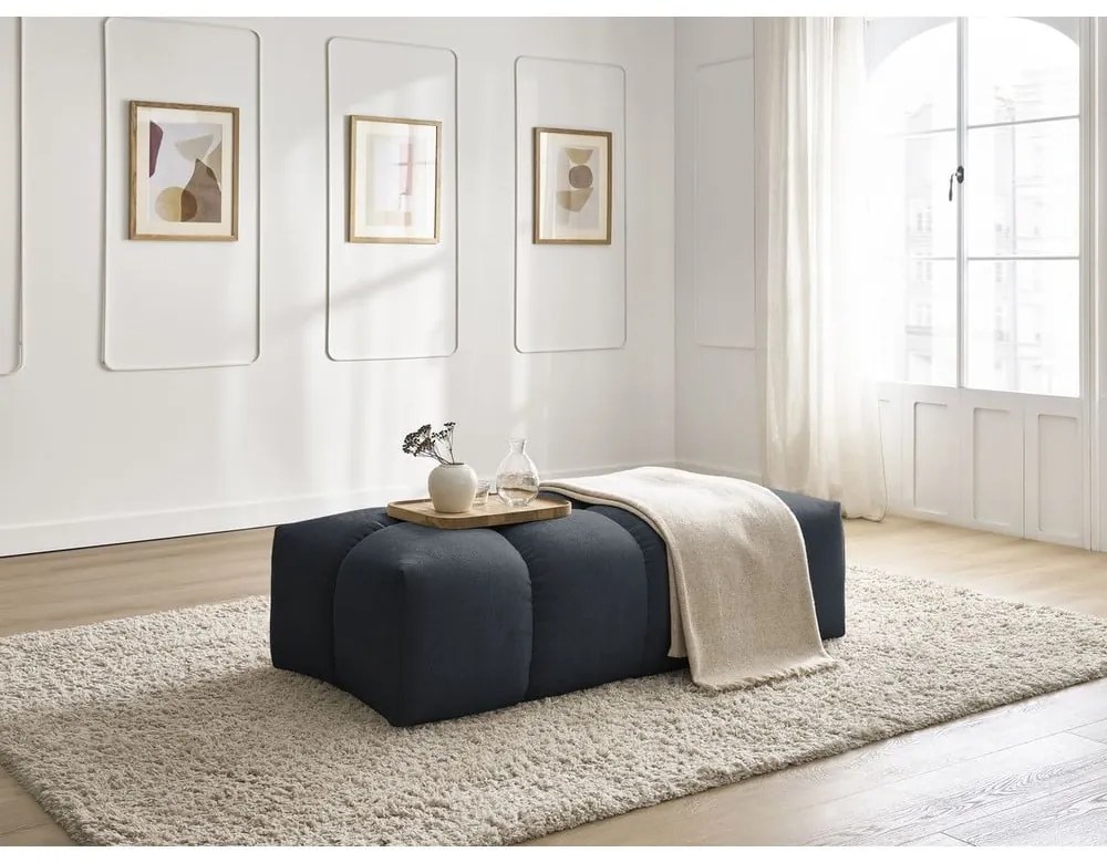 Ciemnoniebieski podnóżek z tkaniny szenilowej Everest – Bobochic Paris