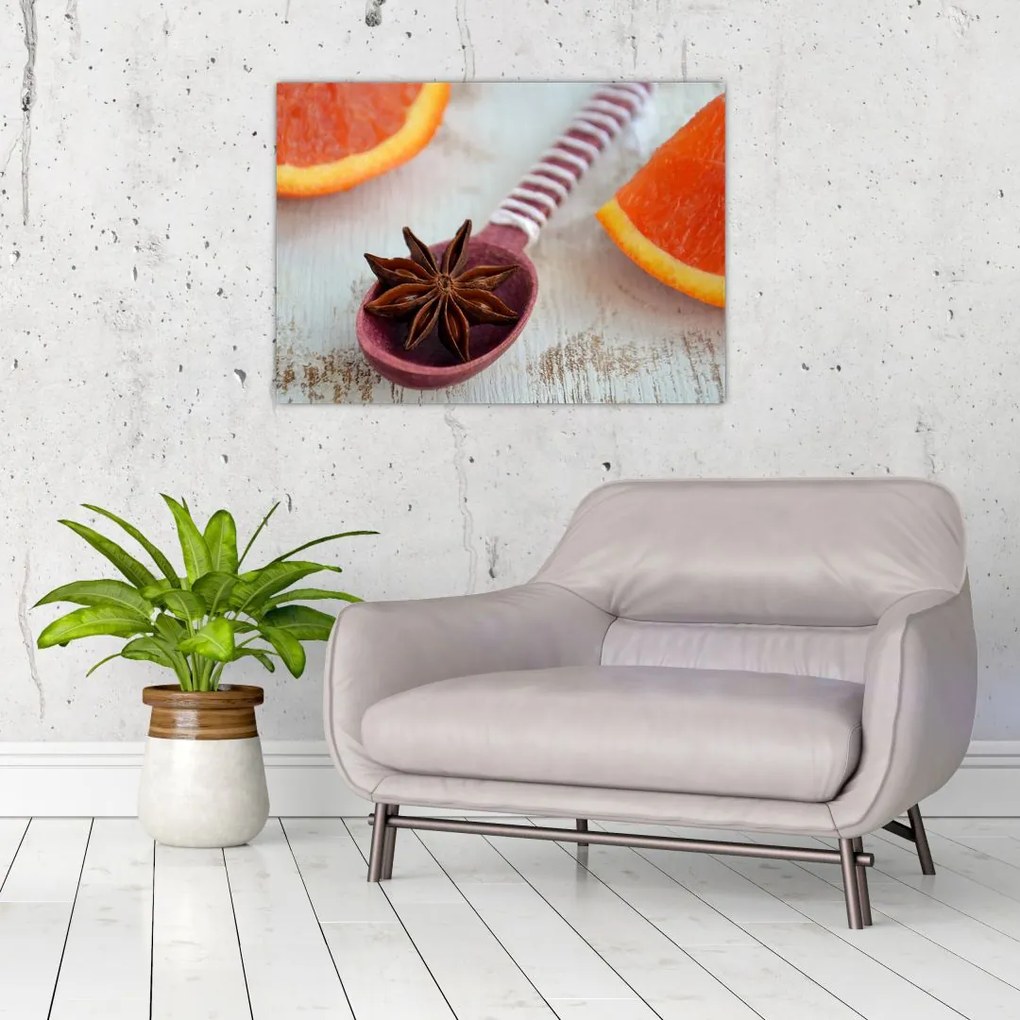 Obraz cynamonu na łyżce (70x50 cm)