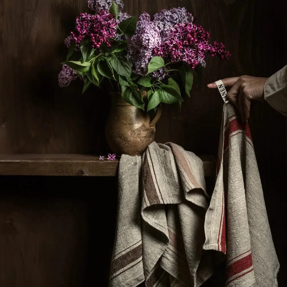 Lniana ścierka 40x65 cm Beige Stripe Vintage – Linen Tales