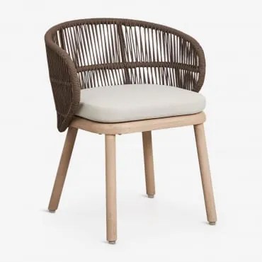 Zestaw 2 Krzeseł Ogrodowych Z Drewna Akacjowego I Plecionej Liny Capri Chocolate - Sklum