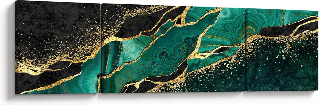 Obraz - Marmurki olejno-złote (170x50 cm)